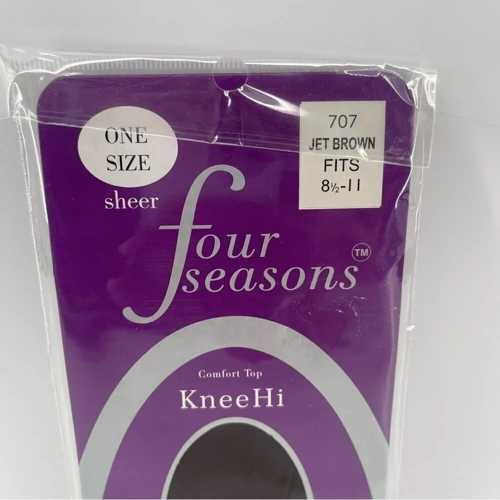 Four Seasons 707 Women’s Comfort Sheer Knee Highs 8.5-11 Black and Brown, NIP